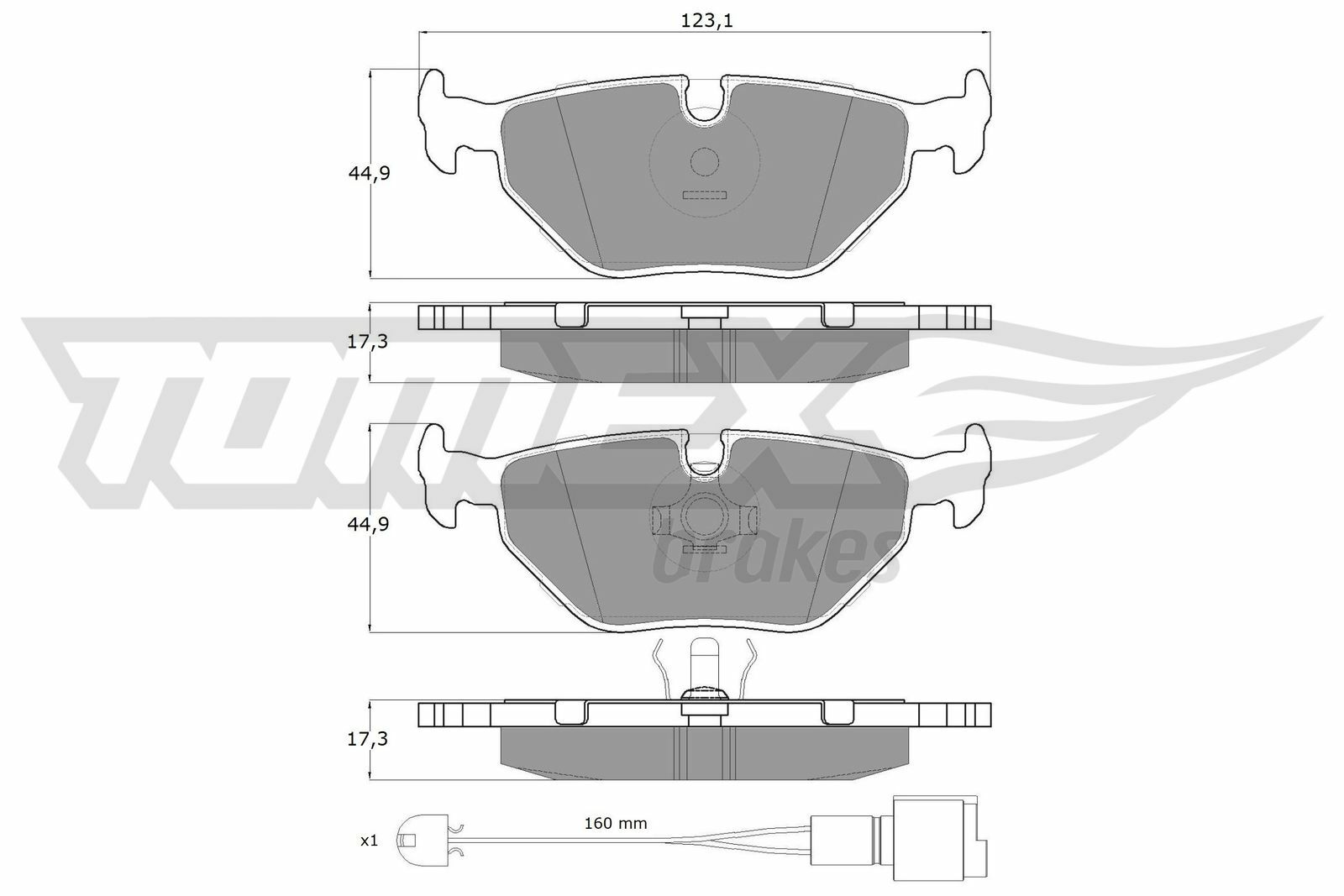 Sada brzdových destiček, kotoučová brzda TOMEX Brakes